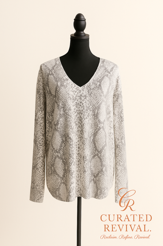 Neutral with a Bite – White House Black Market Snakeskin Sweater Size S - $36