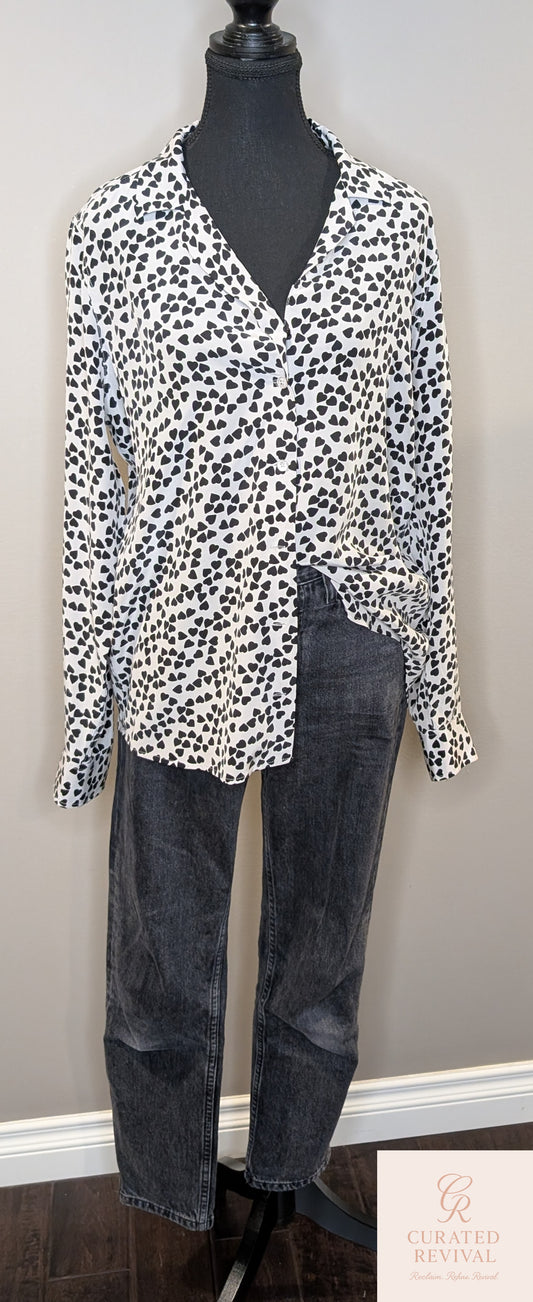 Equipment Femme Silk Hearts Blouse – Size Large - $78