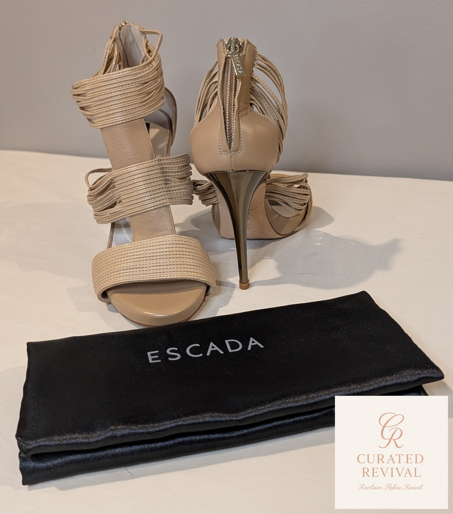 Golden Hour Gala – Escada Heels (Size 38) $148