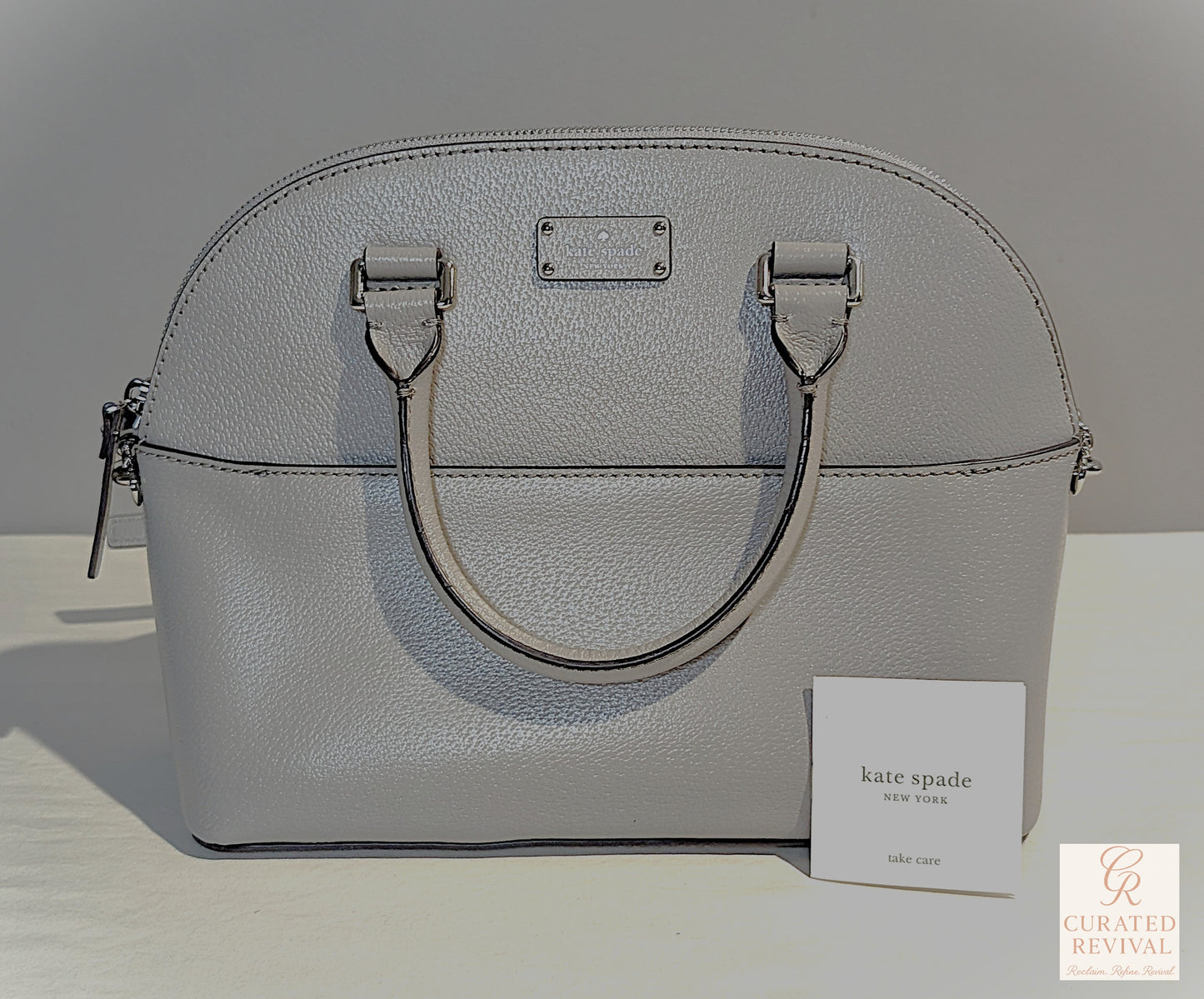 ๐ค Kate Spade Pebbled Leather Dome Satchel โ Dove Grey $85