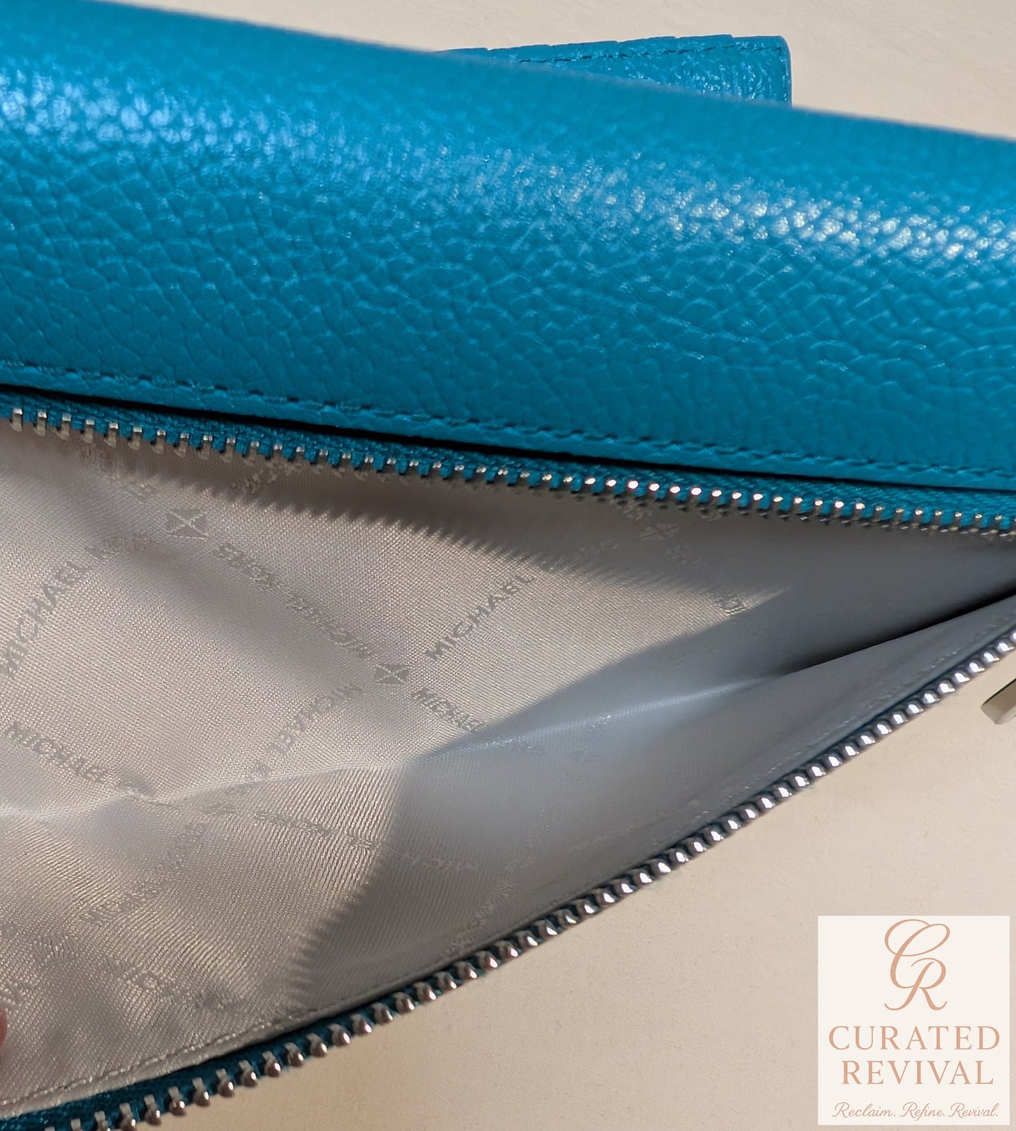 🩵 Michael Kors Pebbled Leather Wallet – Teal Blue - $52