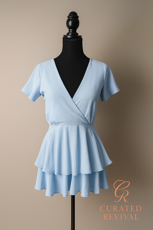 Flounce Factor – Alter’d State Blue Ruffle Romper