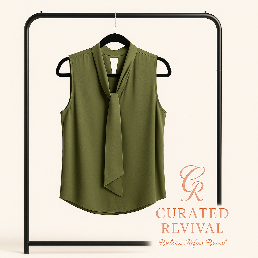 Power Olive – DKNY Tie-Neck Blouse Size M - $32