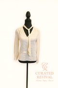 Topshop Cream Tie-Neck Blouse (Size 2)