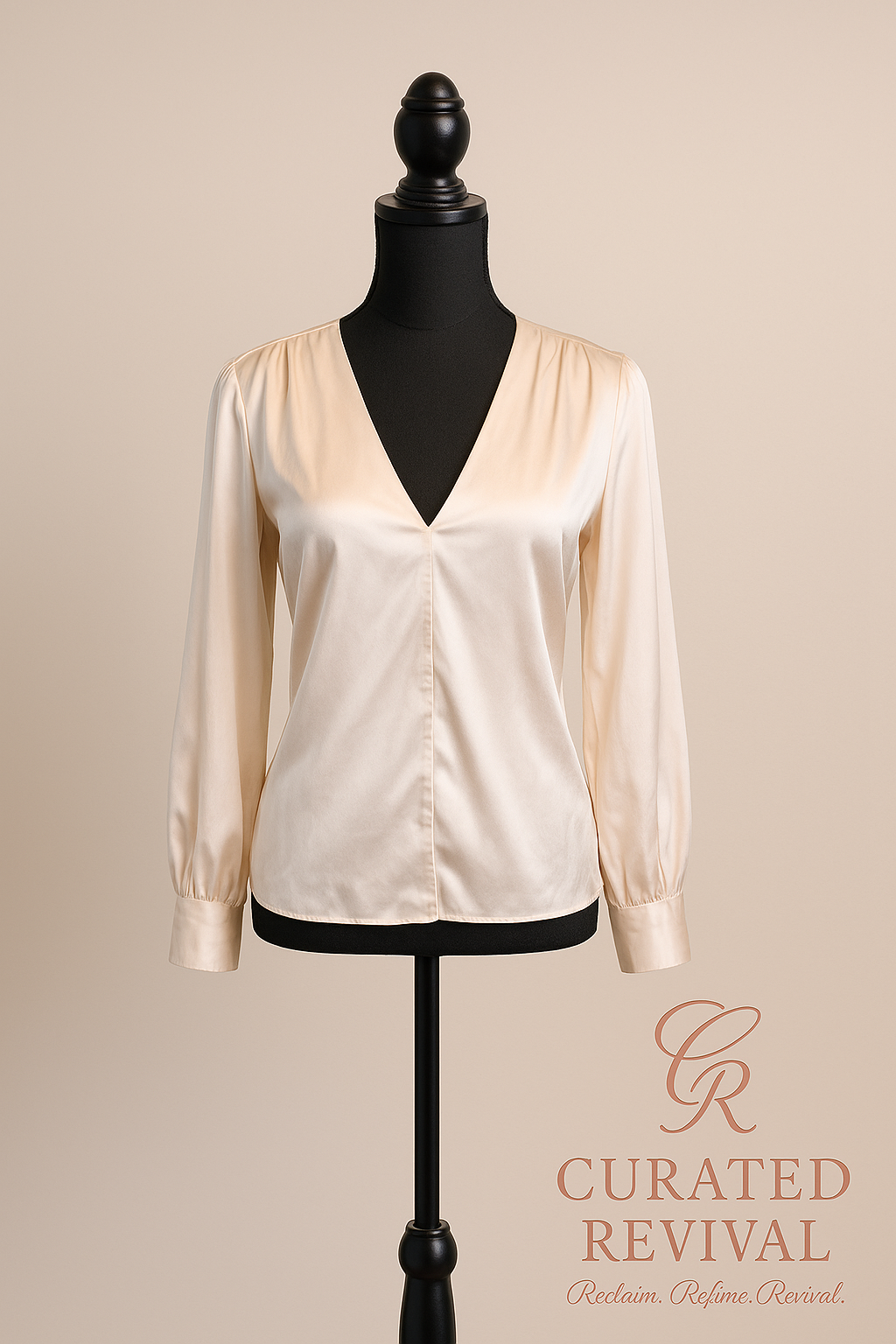 Dynamite Cream Satin Blouse (Size XS)