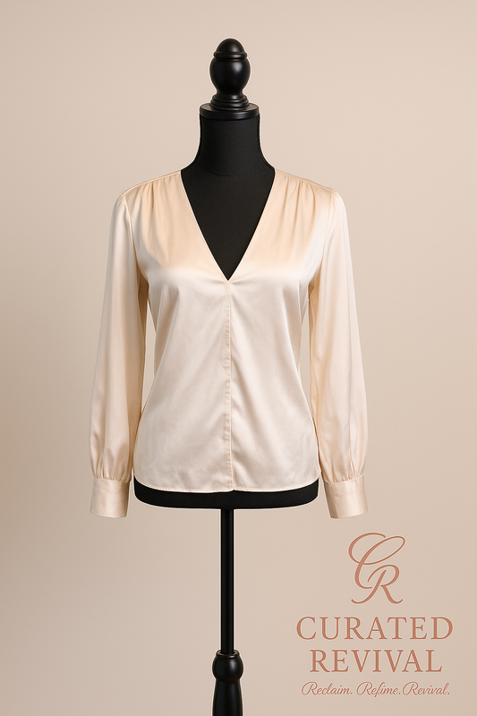 Dynamite Cream Satin Blouse (Size XS)