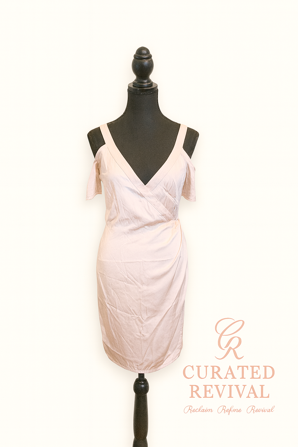 Blush Ambition – AllSaints Cold-Shoulder Wrap Dress (Size 6)