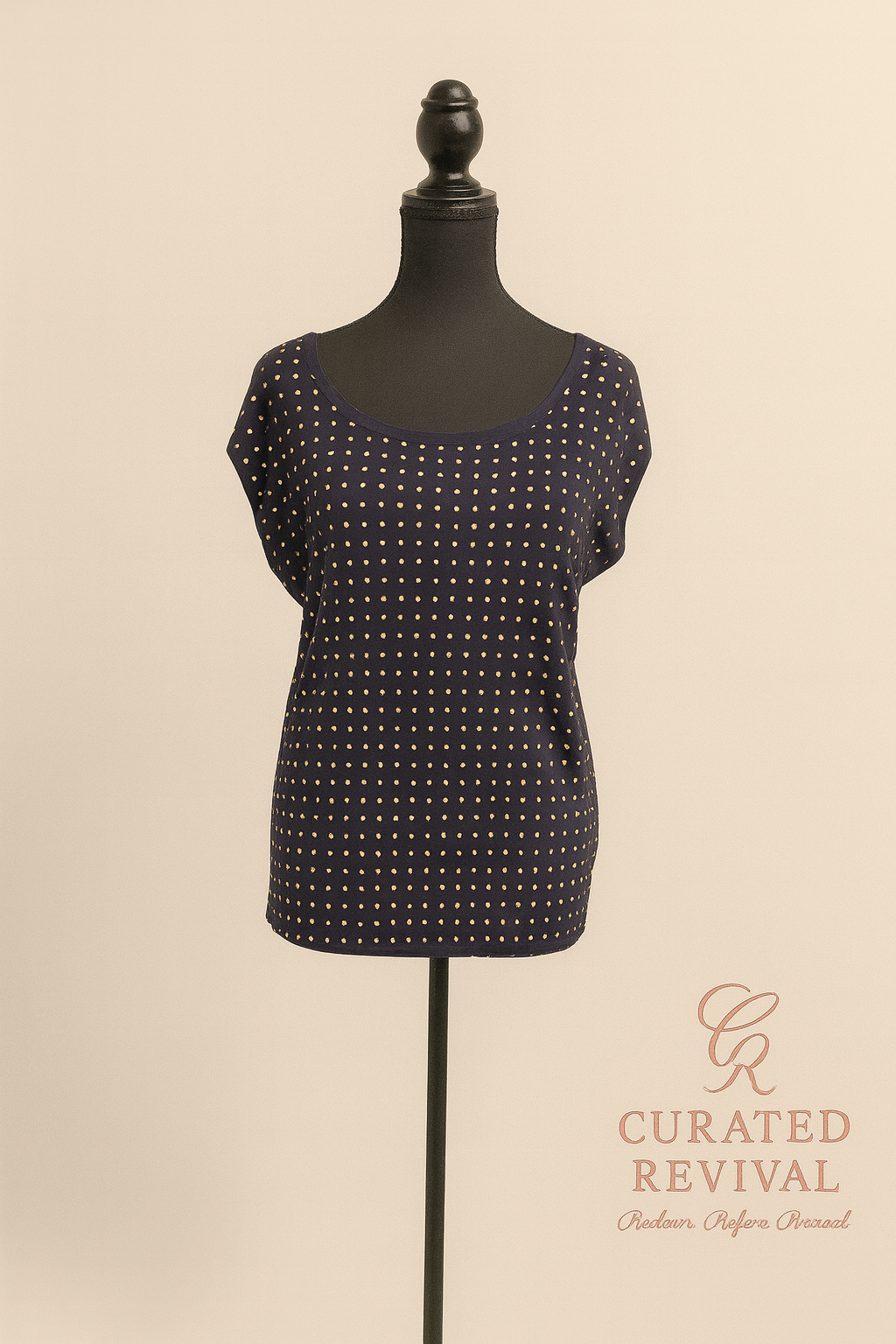 Golden Hour – Michael Kors Navy Studded Top (Size M)