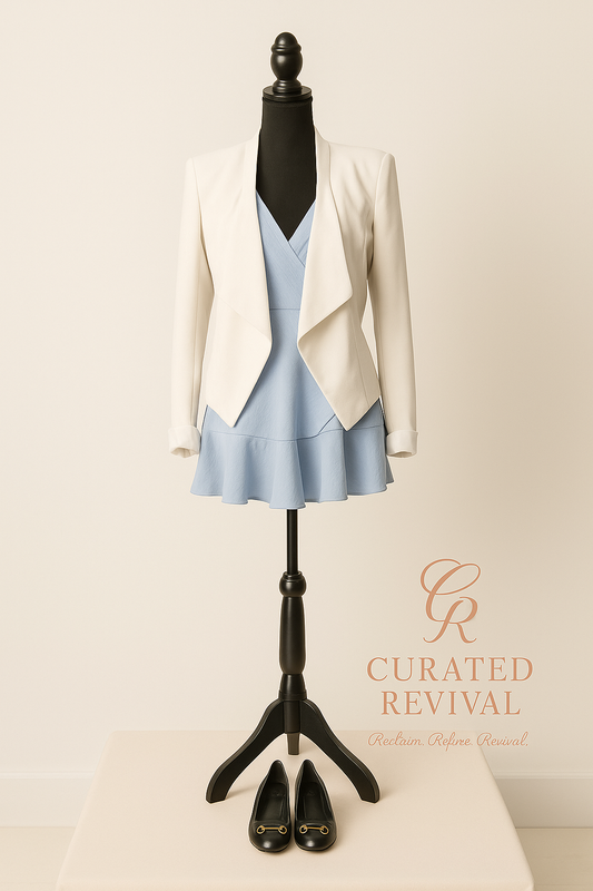 Power Play – BCBG White Draped Jacket