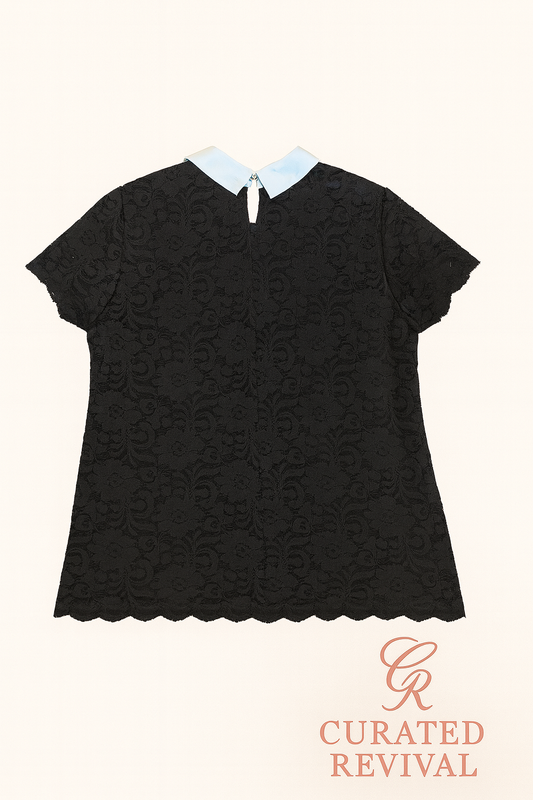 Karl Lagerfeld Lace White Collar Top size Large