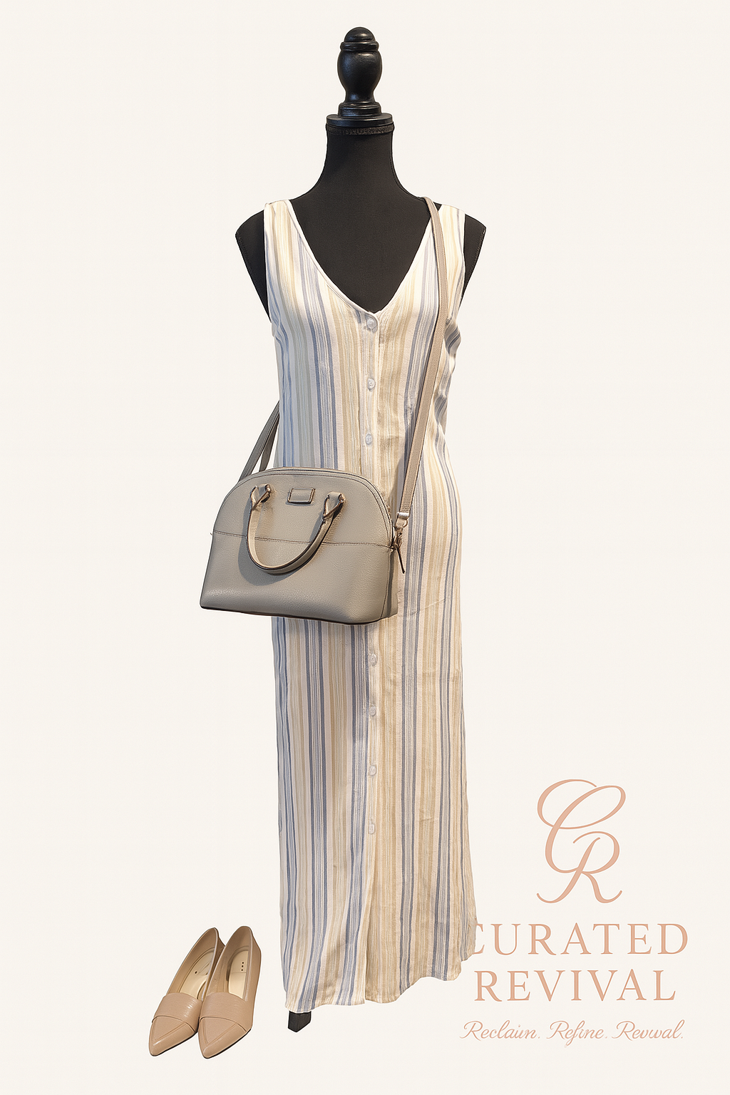 Sadie & Sage Striped Button Midi Dress — Women's Size S