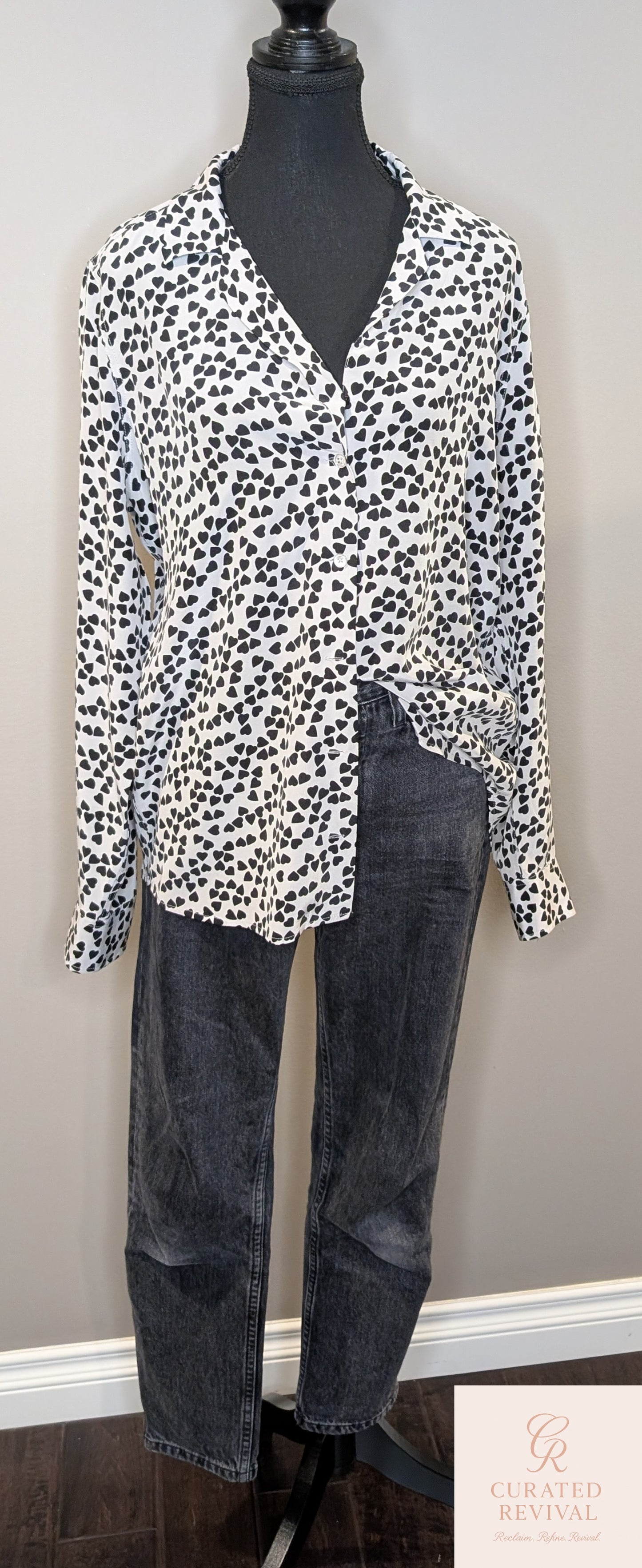 Equipment Femme Silk Hearts Blouse – Size Large