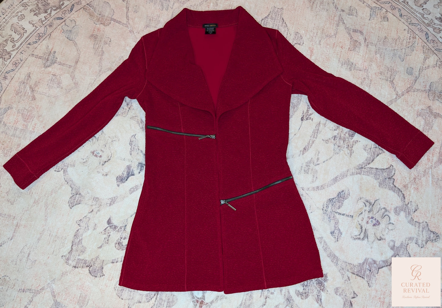 Eva Varro Red Textured Jacket – Size S -$58