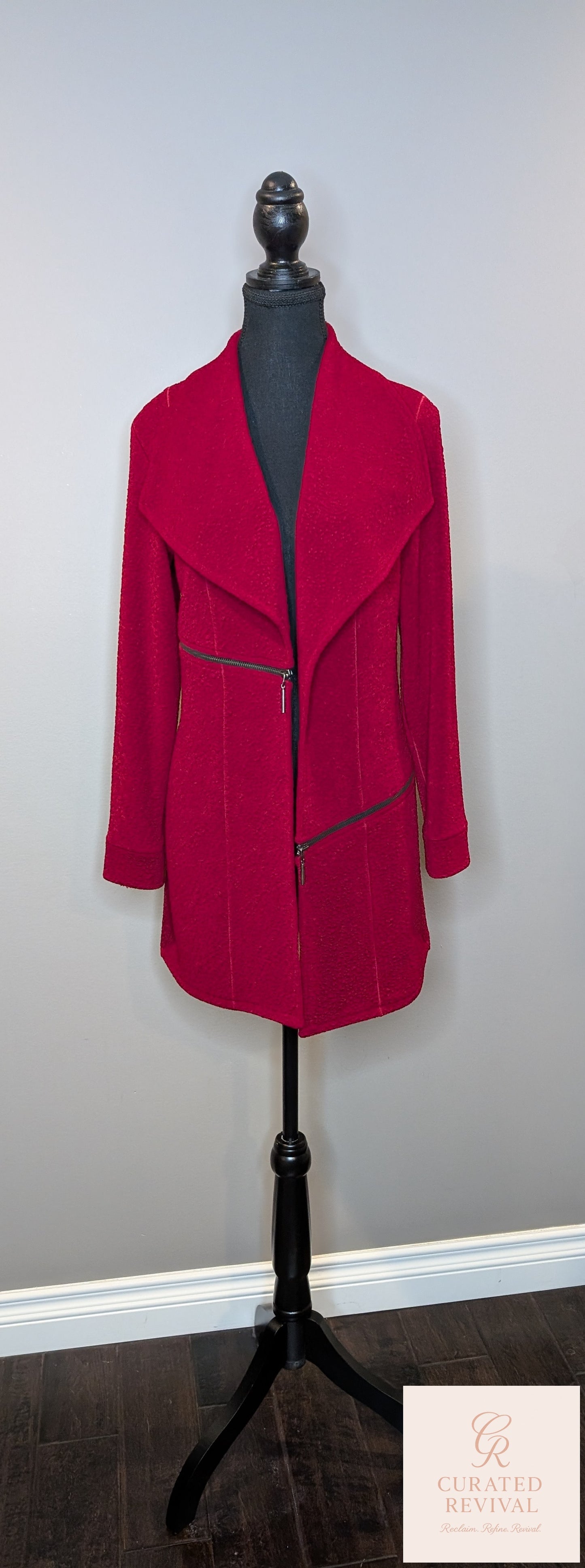 Eva Varro Red Textured Jacket – Size S -$58