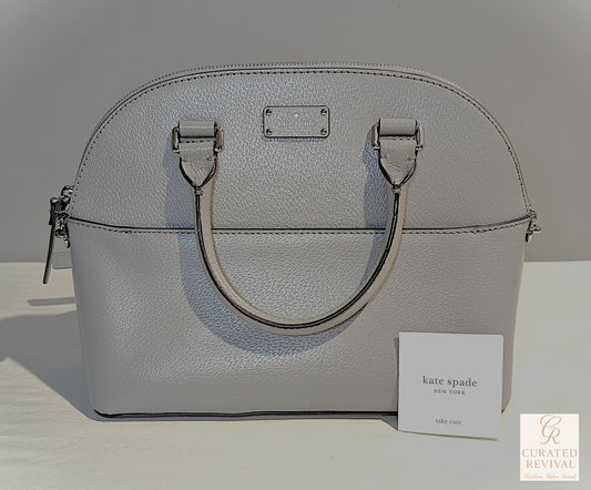 🤍 Kate Spade Pebbled Leather Dome Satchel – Dove Grey