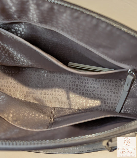 🤍 Kate Spade Pebbled Leather Dome Satchel – Dove Grey