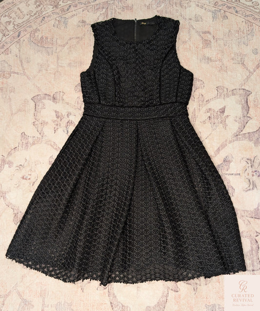 Maje Textured Black Fit-and-Flare Dress – Size Medium -$98