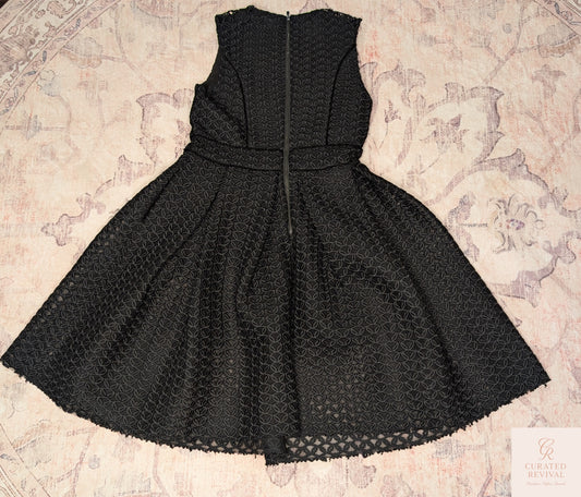 Maje Textured Black Fit-and-Flare Dress – Size Medium -$98