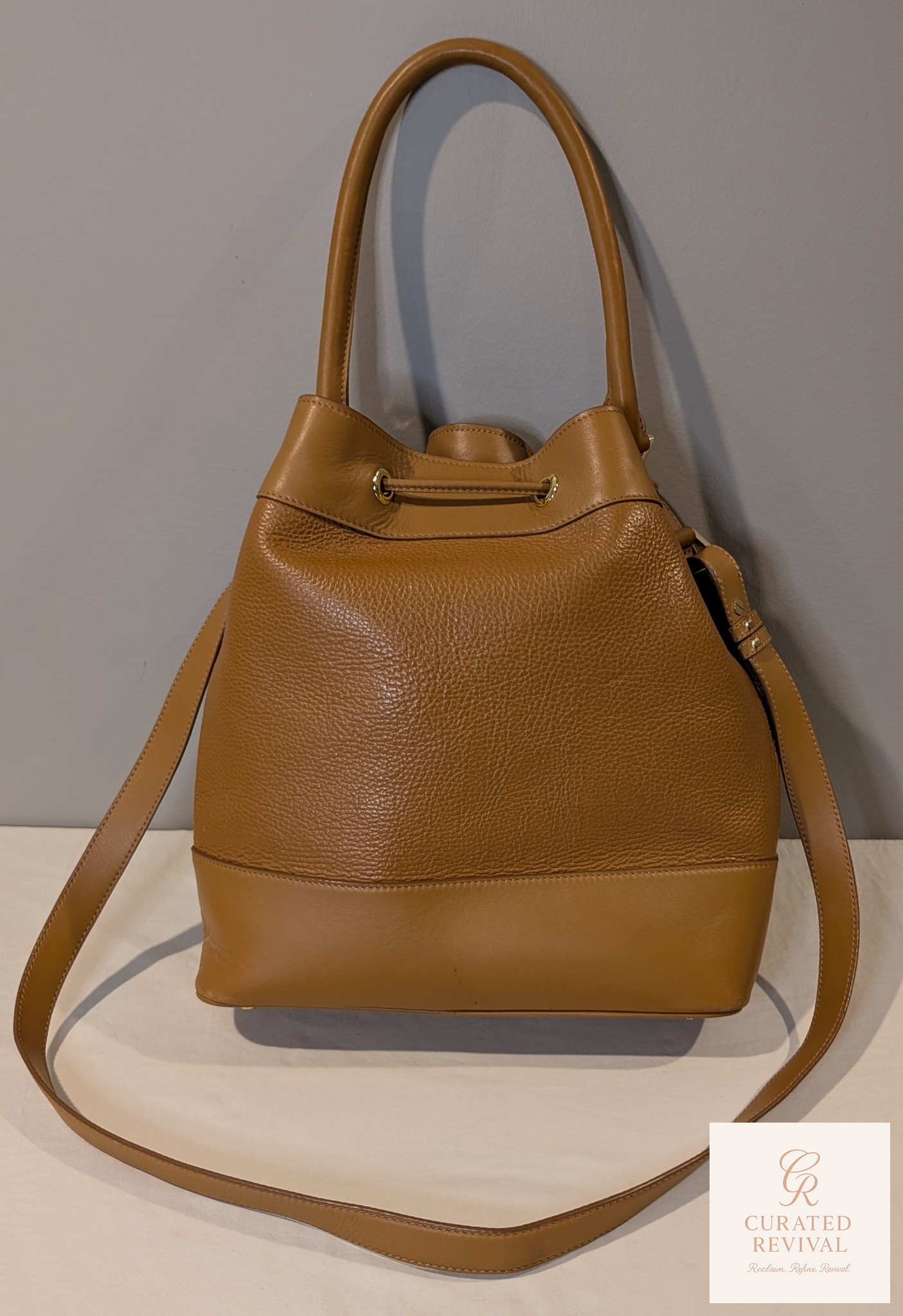 The Luxe Carry Edit – Mezzi Tan Leather Bucket Bag $68