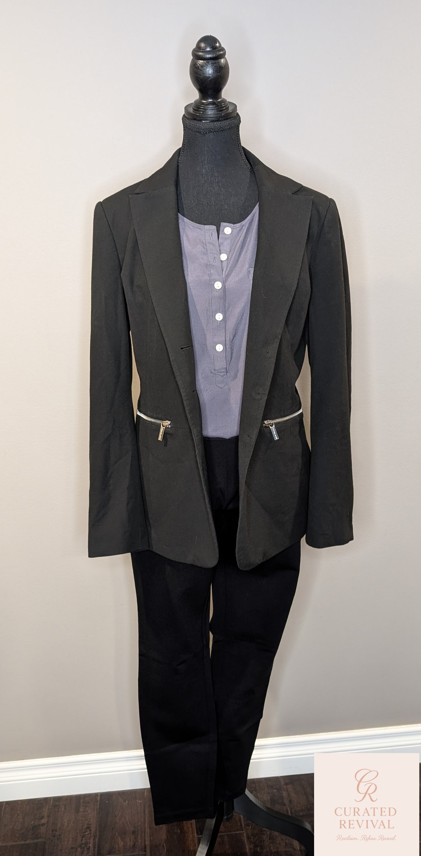 Michael Kors Black Zip-Detail Blazer – Size 10 - $38