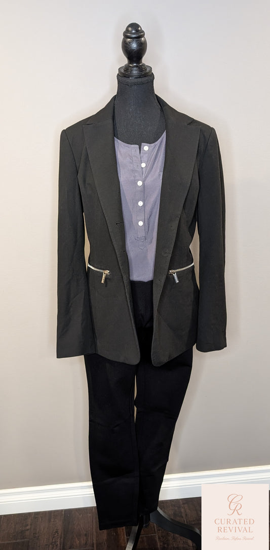 Michael Kors Black Zip-Detail Blazer – Size 10 - $38