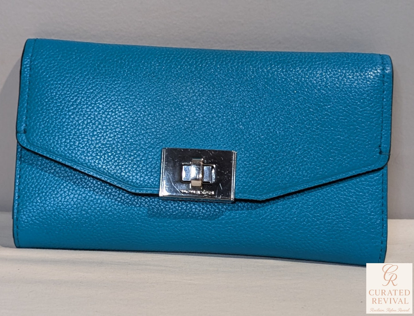 🩵 Michael Kors Pebbled Leather Wallet – Teal Blue - $52