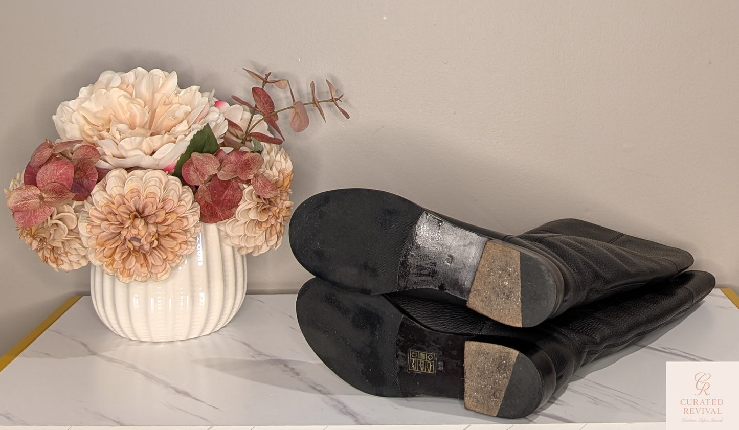 Tory Burch Black Leather Riding Boots – Size 8 -$158