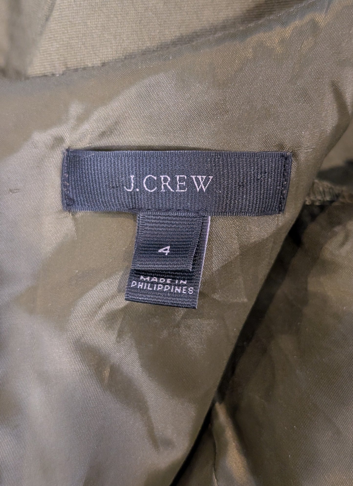 J.Crew Olive Green Cotton Sheath Dress — Women's Size 4