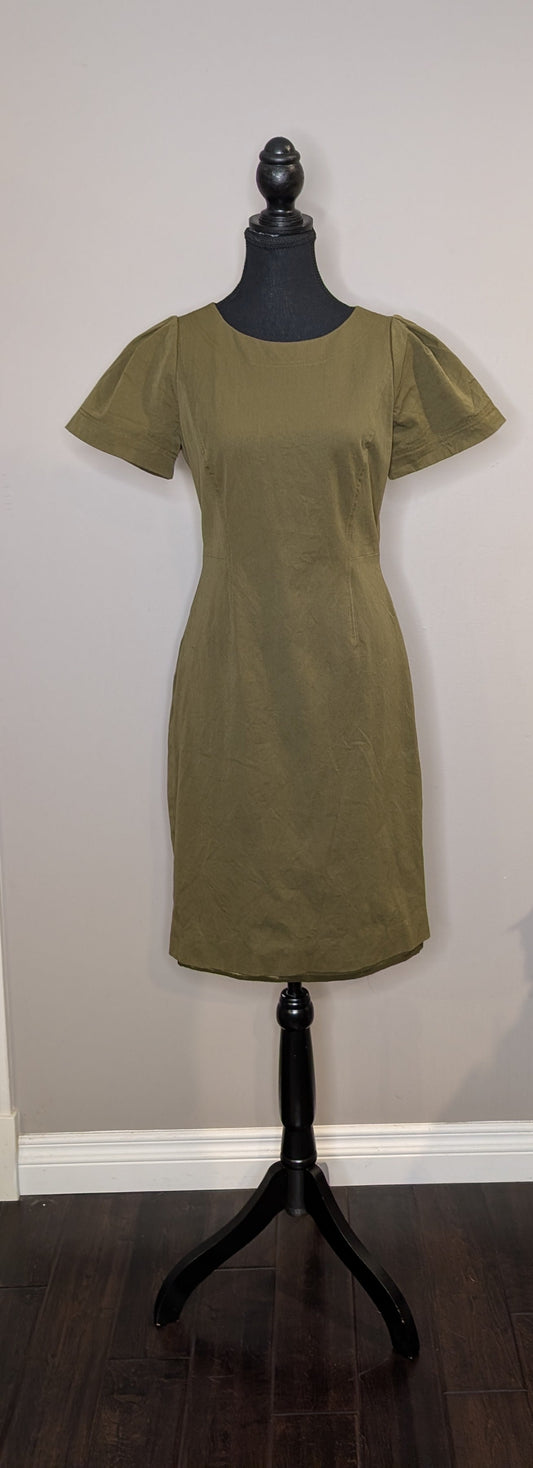 J.Crew Olive Green Cotton Sheath Dress — Women's Size 4