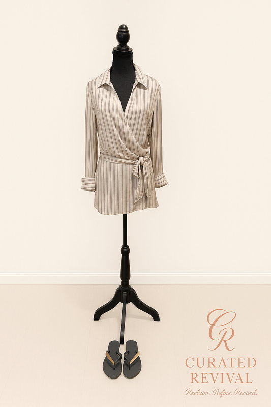 Free People Striped Wrap Top – Size Large – Brand New with Tags - $54