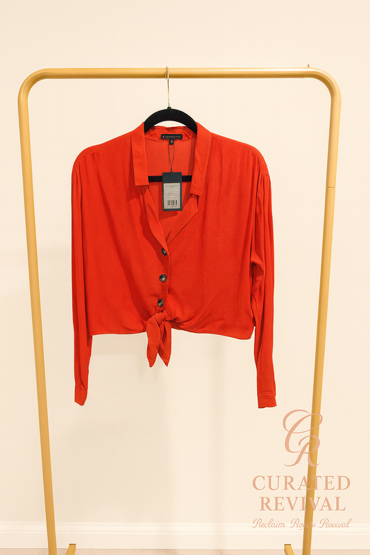 Dynamite Red Crop Tie Blouse bnwt Size S - $28