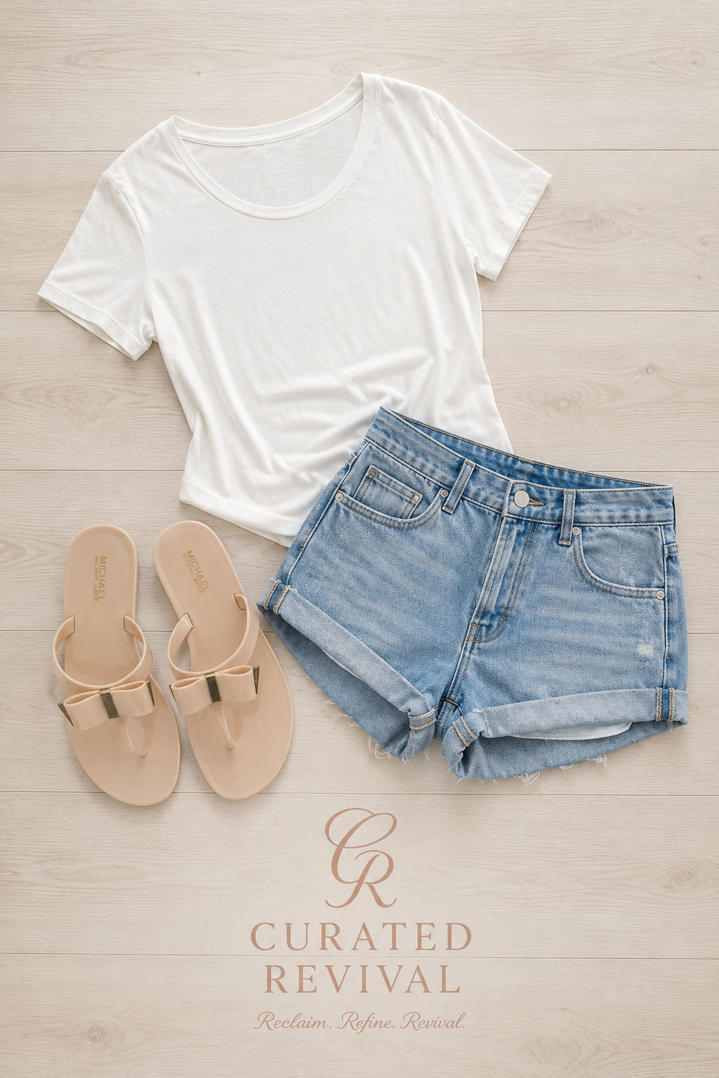 Sun-Washed Bundle – One Teaspoon Shorts, RW&Co Tee & Michael Kors Sandals