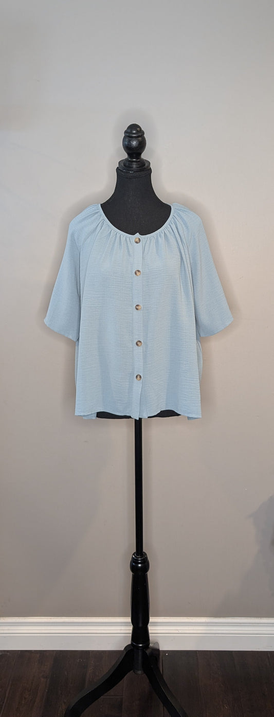 Pink Martini Blue Blouse — Women's Size Small