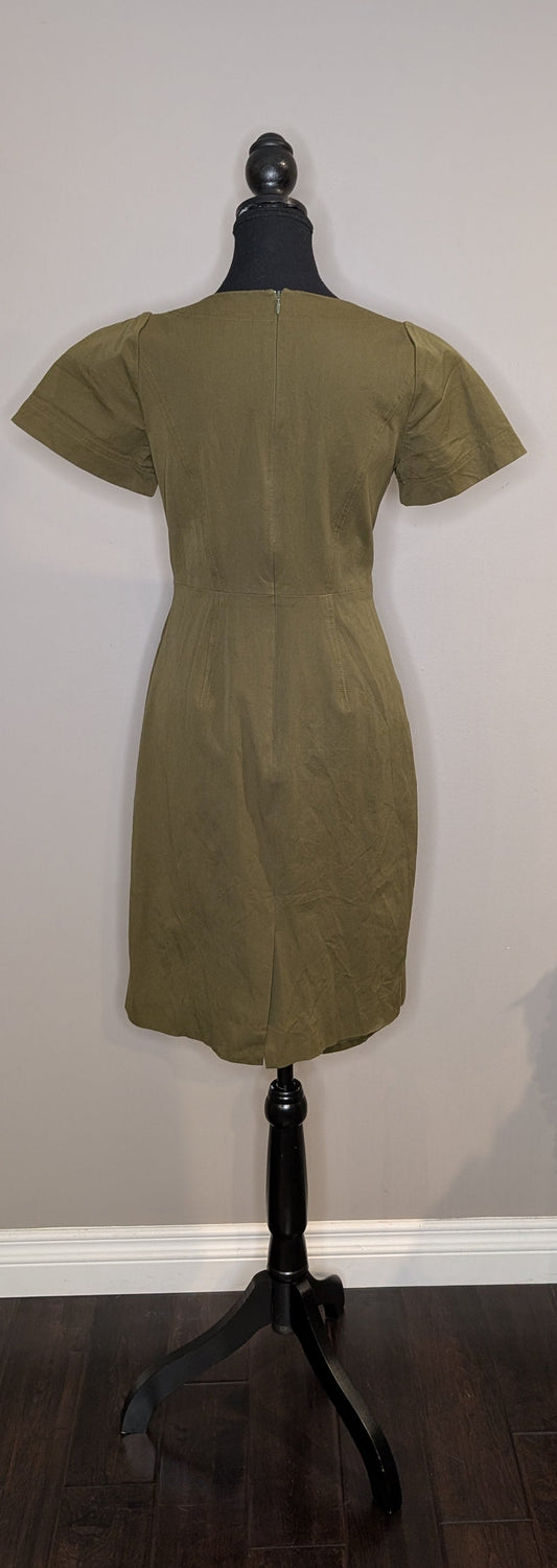 J.Crew Olive Green Cotton Sheath Dress — Women's Size 4