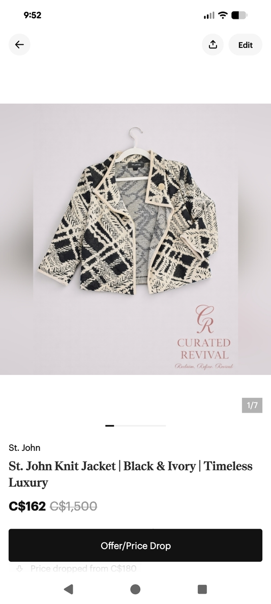 St. John Knit Jacket — Black & Ivory | Size 8