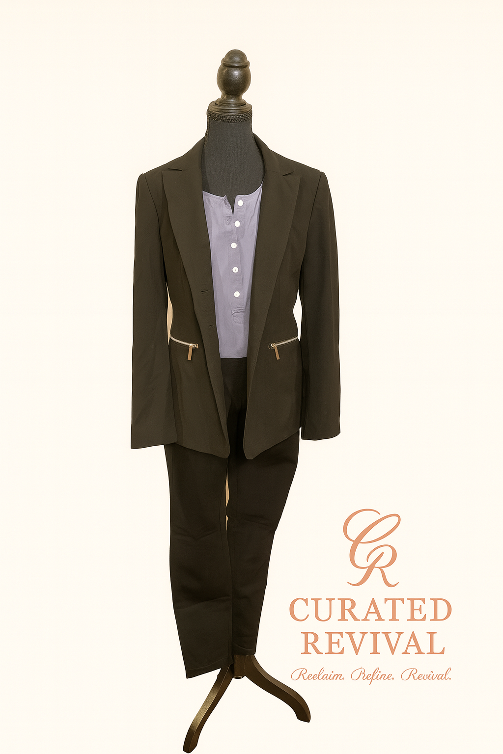 Michael Kors Black Zip-Detail Blazer – Size 10 - $38