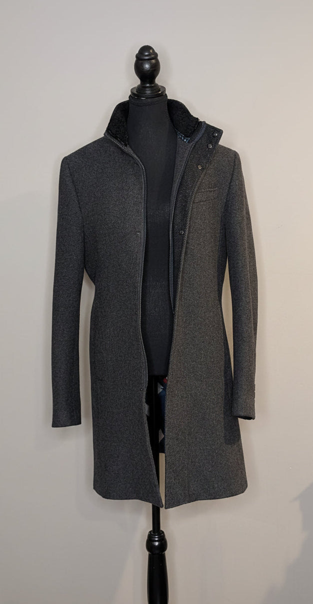 Ted Baker London Charcoal Wool Blend Overcoat — Women's Size Medium